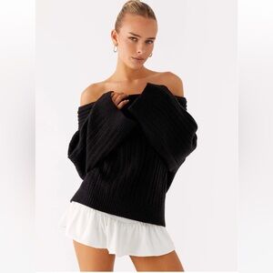 Peppermayo Exclusive - Federica Off Shoulder Knit - Black S-M